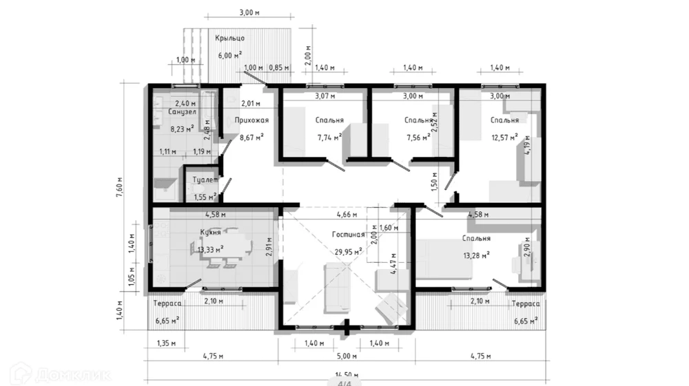Дом Семейный, 100м2.